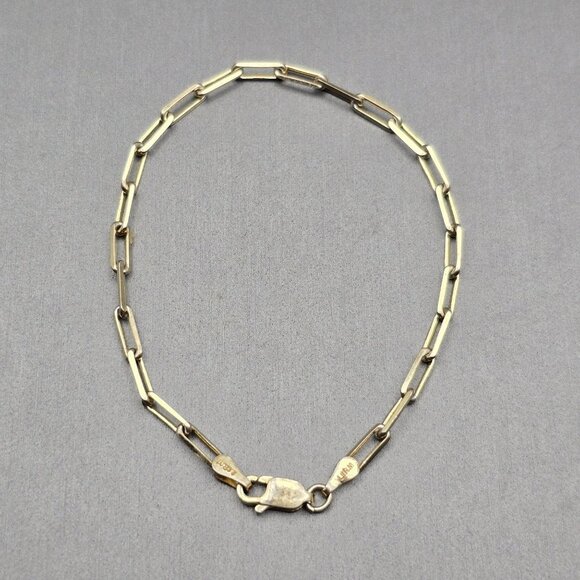 LIRM Sterling Silver 925 Vermeil 2.5mm Paperclip Chain Bracelet 7" Made In Italy - Picture 1 of 7